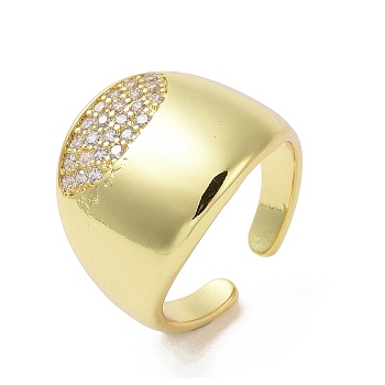Brass Micro Pave Clear Cubic Zirconia Open Cuff Ring for Women, Golden, US Size 7 1/2(17.7mm)