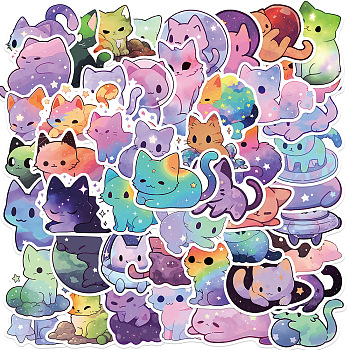 50Pcs Cat Pvc Graffiti stickers for DIY Decorating Luggage, Guitar, Notebook, Mixed Color, 30~60mm