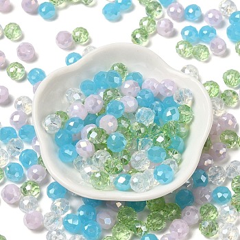 Glass Beads, Faceted, Rondelle, Azure, 8x6mm, Hole: 1mm, about 1210pcs/500g