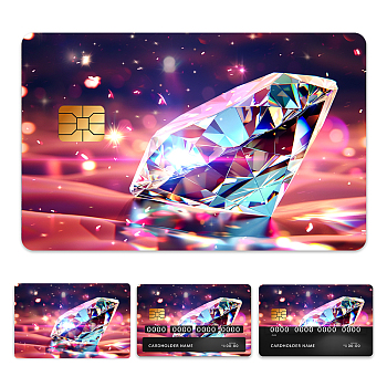 Plastic Waterproof Card Stickers, Self-adhesion Card Skin for Bank Card Decor, Rectangle, Diamond, 140x190mm