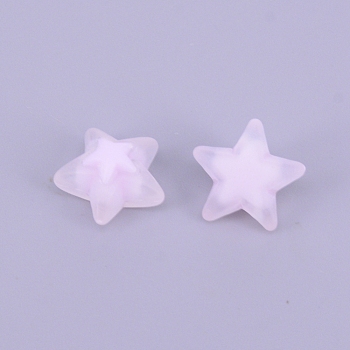 Transparent Acrylic Beads, Frosted, DIY Accessories, Clear, Star, Lavender, 16x16.5x9.5mm, Hole: 2.5mm