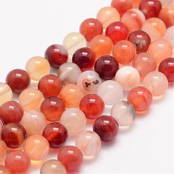 Natural Carnelian Bead Strands, Round, Dyed, 8mm, Hole: 1mm, about 48pcs/strand, 15.5 inch