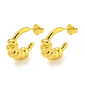 304 Stainless Steel Earrings, Half Round, Real 18K Gold Plated, 19x5.5mm