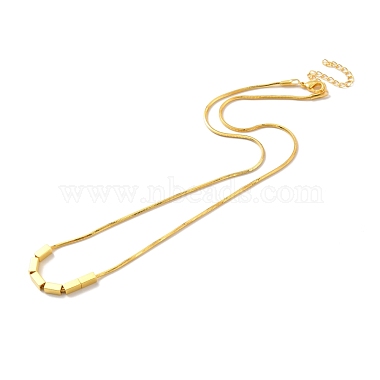 Rack Plating Brass Cube Beads Pendant Necklace with Round Snake Chains for Women(NJEW-B082-04)-2