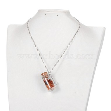 Cute Design Glass Wishing Bottle Pendant Necklaces(NJEW-JN01090)-5