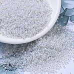 MIYUKI Round Rocailles Beads, Japanese Seed Beads, (RR551) Gilt Lined Opal, 11/0, 2x1.3mm, Hole: 0.8mm, about 1100pcs/bottle, 10g/bottle(SEED-JP0008-RR0551)