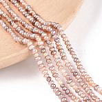 Natural Cultured Freshwater Pearl Beads Strands, Flat Round, Thistle, 2~3x2.5~4.5x2.5~4.5mm, Hole: 0.5mm, about 67~77pcs/strand, 6.69~7.09 inch(17~18cm)(PEAR-N025-01B)