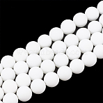 Opaque Glass Beads Strands, Frosted, Round, White, 10~10.5mm, Hole: 1.2mm, about 36~38pcs/strand, 36~37.5cm(G-T106-335)