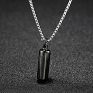 316L Stainless Steel Pill Shape Urn Ashes Pendant Necklace with Box Chains, Memorial Jewelry for Men Women, Electrophoresis Black, 23.62 inch(60cm)(BOTT-PW0001-012EB)