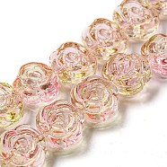 Glass Beads Strands, Rose, PeachPuff, 12~12.5x14x8~8.5mm, Hole: 1.2mm, about 57~60pcs/strand, 13.19~13.58''(33.5~34.5cm)(GLAA-B018-02B)