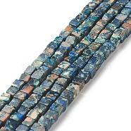 Natural Imperial Jasper Beads Strands, Dyed, Cube, 5x4.5x4.5mm, Hole: 0.6mm, about 85pcs/strand, 15.28 inch(38.8cm)(G-F735-02)