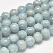 Round Grade AB Natural Aquamarine Bead Strands, 10mm, Hole: 1mm, about 40pcs/strand, 15.5 inch(G-F289-01-10mm)