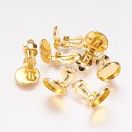 Brass Clip-on Earring Settings, Jewelry Findings, Golden, 16x14mm, Tray: 12mm(KK-I007-G)