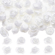 3D Foam Rose Ornament Accessories, Imitation Flower, with Organza, White, 43~45x39~45x21.5~22mm(DIY-WH0304-623I)