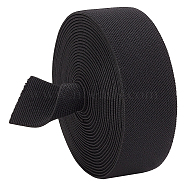 Nylon Flat Elastic Rubber Band, Twill Print stretchy Webbing Band, Garment Sewing Accessories, Black, 40mm, about 5.9~6.25 yards/bag(EC-BC0001-52A)