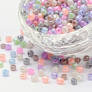 6/0 Glass Seed Beads, Ceylon, Round, Round Hole, Mixed Color, 6/0, 4mm, Hole: 1~1.5mm, about 450pcs/50g, 50g/bag, 18bags/2pound(SEED-US0003-4mm-C)