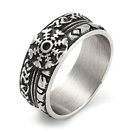 304 Stainless Steel Ring, Rings, Snowflake, 9mm, Inner Diameter: 19mm(RJEW-B055-03AS-07)