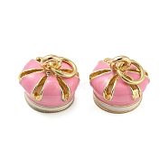 Crown Rack Plating Brass Enamel Charms, with Jump Ring, Long-Lasting Plated, Cadmium Free & Lead Free, Real 18K Gold Plated, Pink, 9.5x10x9.5mm, Hole: 3.8mm(KK-Q804-20G)