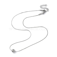 304 Stainless Steel Round Ball Pendant Necklaces for Women, Stainless Steel Color, 15.79 inch(40.1cm)(NJEW-D056-01A-01P)