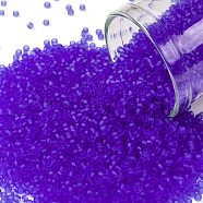 TOHO Round Seed Beads, Japanese Seed Beads, (942F) Sapphire Transparent Matte, 15/0, 1.5mm, Hole: 0.7mm, about 3000pcs/bottle, 10g/bottle(SEED-JPTR15-0942F)