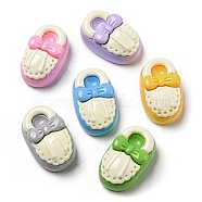 Cartoon Mini Shoes Opaque Resin Cabochons, for Jewelry Making, Flat Back, Mixed Color, 26.5x17x11.5mm(RESI-D006-01)