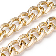 Aluminum Curb Chains, Flat Twist Oval Link Chains, Unwelded, Light Gold, 20x15x3.5mm(CHA-N003-41KCG)