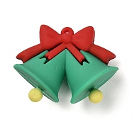 Christmas PVC Plastic Pendants, Christmas Bell, 36x47.5x25mm, Hole: 2mm(KY-D018-01A)