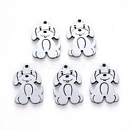 304 Stainless Steel Pendants, Laser Cut, Dog, Stainless Steel Color, 17x11x1mm, Hole: 1.2mm(STAS-N092-68)