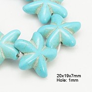 Synthetic Turquoise Beads Strands, Dyed, Starfish/Sea Stars, Cyan, 20x18x7mm, about 25pcs/strands, 15.9 inch, 18.5 strands/1000g(TURQ-D013-4)