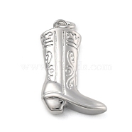 Brass Micro Pave Clear Cubic Zirconia Pendants, Western Cowboy Shoes, Platinum, 23.5x13.5x4.5mm, Hole: 1.6mm(KK-D283-34P-03)