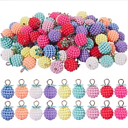 90Pcs 9 Colors Rubberized Style ABS Plastic Pendants, with Iron Loops, Golden, Berry, Mixed Color, 18x12mm, Hole: 4x3mm(KY-SZ0001-27)