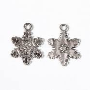 Tibetan Style Alloy Snowflake Pendants, Lead Free and Cadmium Free, Antique Silver, 22x16x2mm, Hole: 1.5mm(EA115Y)