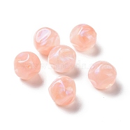 Opaque Acrylic Beads, Glitter Beads, Twist Round, Light Salmon, 15.5x14.5x15.5mm, Hole: 1.8mm, about 230pcs/500g(OACR-E014-16F)