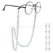 ARRICRAFT Eyeglasses Chains, Neck Strap for Eyeglasses, with Aluminum Paperclip Chains, 304 Stainless Steel Lobster Claw Clasps and Rubber Loop Ends, Platinum, 30.11 inch(76.5cm), 10pcs/box(AJEW-AR0001-08P)