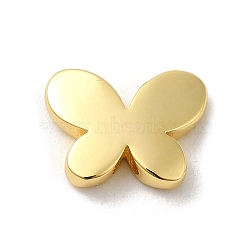 Rack Plating Brass Beads, Butterfly, Lead Free & Cadmium Free, Real 18K Gold Plated, 13x17x4mm, Hole: 2.5mm(KK-A195-01G)