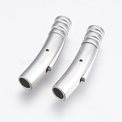 304 Stainless Steel Bayonet Clasps, Stainless Steel Color, 30x6mm, Hole: 4mm(STAS-O114-066P)