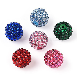 Transparent Resin Rhinestone Graduated Beads, with Acrylic Round Beads Inside, Mixed Color, 12mm, Hole: 2~2.5mm(RESI-S314-10x12-M)