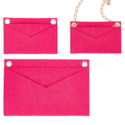 WADORN 2Pcs 2 Style Wool Felt Purse Organizer Insert, Mini Envelope Handbag Shaper Premium Felt, Bag Accessories, with Iron Grommets, Rectangle, Deep Pink, 9.4~14.8x14.5~22x0.65cm, Hole: 10mm, 1pc/style(FIND-WR0006-61A)