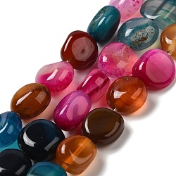 Natural Agate Beads Strands, Dyed & Heated, Nuggets, Tumbled Stone, Colorful, 14~15x10~14x8~9.5mm, Hole: 1.6mm, about 12~13pcs/strand, 7.09~7.48''(18~19cm)(G-H295-D01-07)
