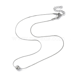 Non-Tarnish 304 Stainless Steel Round Ball Pendant Necklaces for Women, Stainless Steel Color, 15.79 inch(40.1cm)(NJEW-D056-01A-01P)