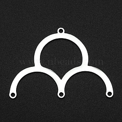 201 Stainless Steel Arch Chandelier Components Links, Laser Cut, 4 Loop Links, Stainless Steel Color, 23.5x33.5x1mm, Hole: 1.2mm(STAS-R111-LA087)