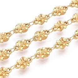 5M 304 Stainless Steel Windmill Link Chains, Soldered, with Spool, Ion Plating(IP), Real 18K Gold Plated, 8x5x2.8mm(CHS-T071-56G)