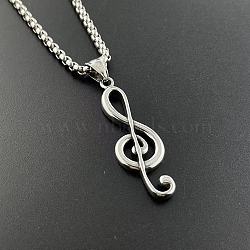 Fashionable Punk Rock Music Note Stainless Steel Pendant Necklaces, Stainless Steel Color(NS7929)