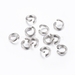 304 Stainless Steel Open Jump Rings, Stainless Steel Color, 7x1mm, 18 Gauge, about 909pcs/100g(X-STAS-H437-7x1mm)