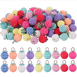 90Pcs 9 Colors Rubberized Style ABS Plastic Pendants, with Iron Loops, Golden, Berry, Mixed Color, 18x12mm, Hole: 4x3mm(KY-SZ0001-27)