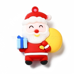Christmas PVC Plastic Big Pendants, Father Christmas, Red, 51x39x18mm, Hole: 3mm(KY-C009-01)