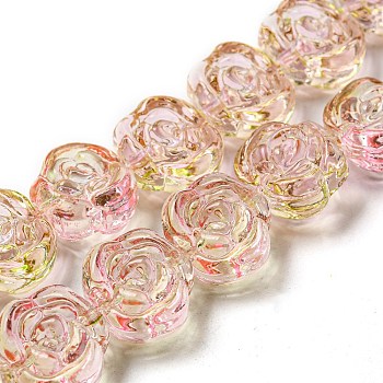 Glass Beads Strands, Rose, PeachPuff, 12~12.5x14x8~8.5mm, Hole: 1.2mm, about 57~60pcs/strand, 13.19~13.58''(33.5~34.5cm)
