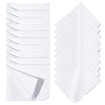 20Pcs Suede Fiber Glasses Cleaning Cloth, Rectangle, White, 175x148x0.4mm