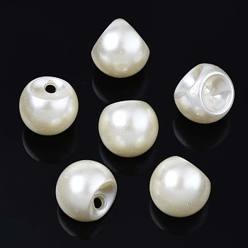 Acrylic Imitation Pearl Charms, Teardrop, Creamy White, 15x15x15mm, Hole: 2.5mm, about 280pcs/500g
