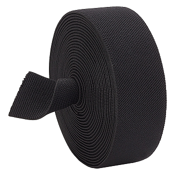 Nylon Flat Elastic Rubber Band, Twill Print stretchy Webbing Band, Garment Sewing Accessories, Black, 40mm, about 6.25 yards/bag